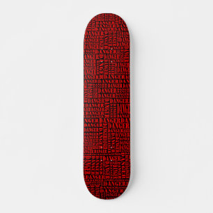 Many Dangers - Red on Black Skateboard