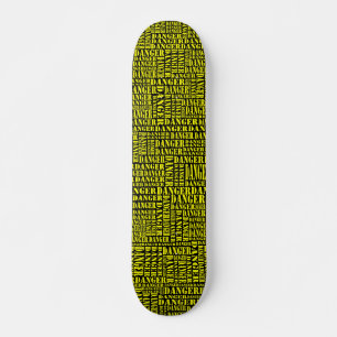 Many Dangers - Yellow on Black Skateboard