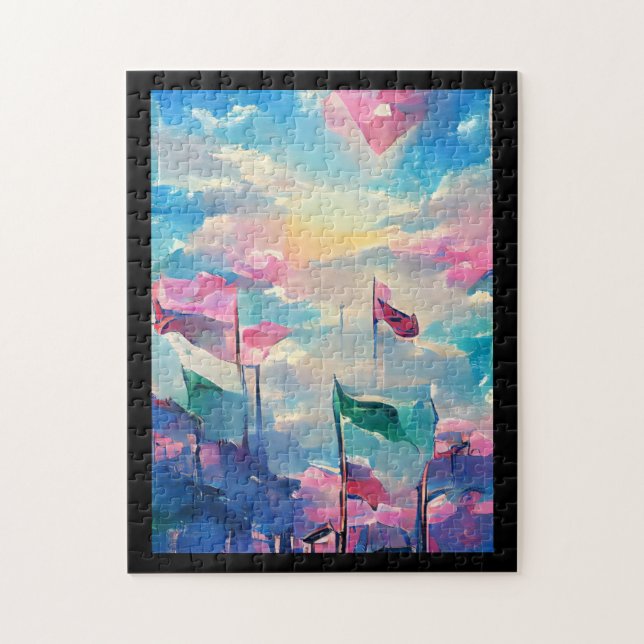 Many flags colourful abstract art  jigsaw puzzle (Vertical)