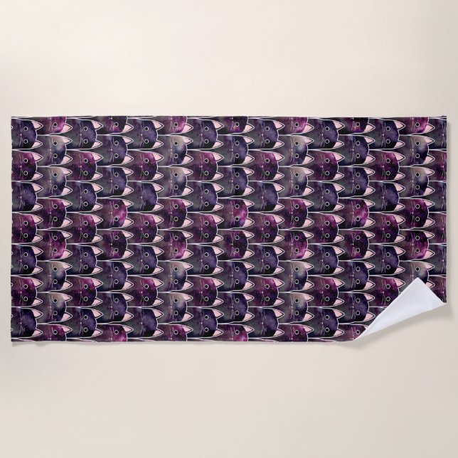 Many Galaxy Cats Pattern Beach Towel (Front)