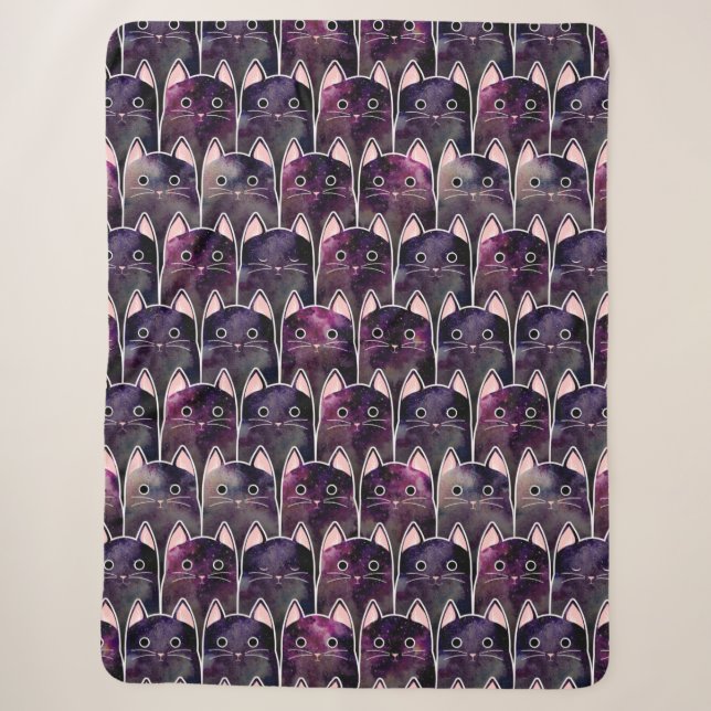 Many Galaxy Cats Pattern Sherpa Blanket (Front)