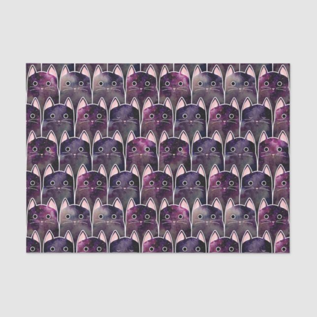 Many Galaxy Cats Pattern Tissue Paper (Front)