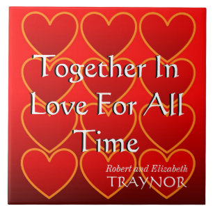 Many Hearts Ceramic Tile with Name and Message