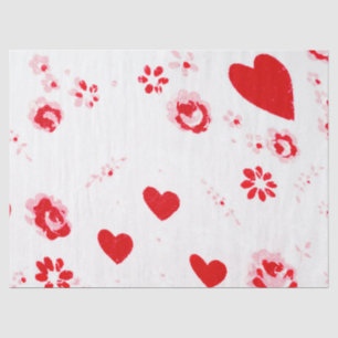 Many Hearts flowers Pink & Red Valentine Love Tissue Paper
