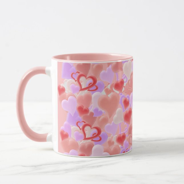 Many hearts in 3D optics. Mug (Left)
