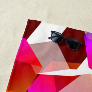 Many hexagons coloured, on dark red background beach towel