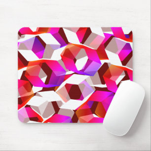 Many hexagons coloured, on dark red background mouse pad
