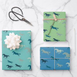 Many Horses Design Wrapping Paper Sheets