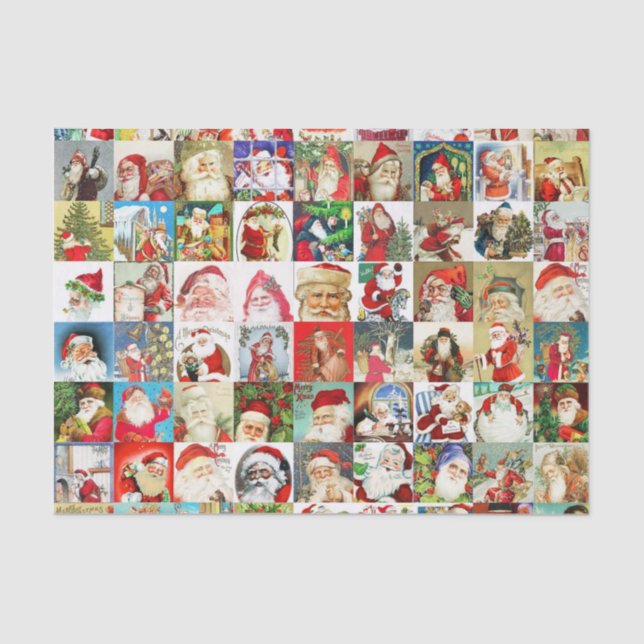 Many Many Vintage Santa Claus Tissue Paper (Front)