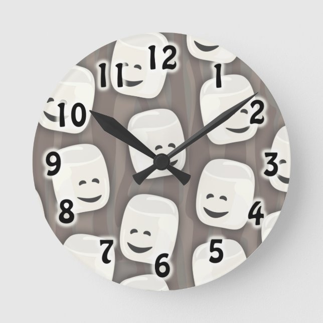 Many Marshmallows Pattern Round Clock (Front)