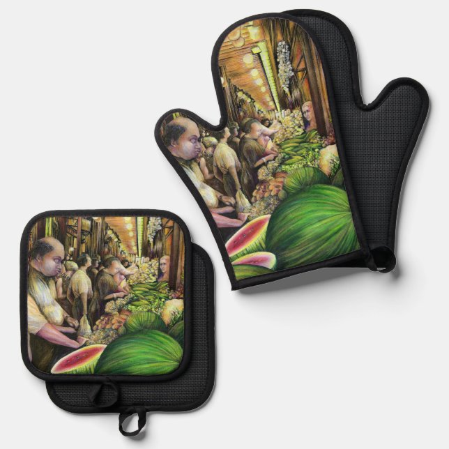 Many Melons, Many Men Oven Mitt & Pot Holder Set (Front/Back)