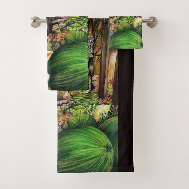 Many Men, Many Melons Bath Towel Set (Insitu)