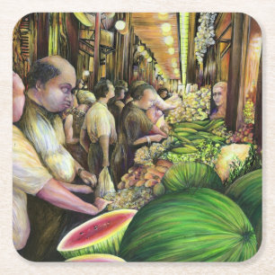 Many Men, Many Melons, Budapest Square Paper Coaster