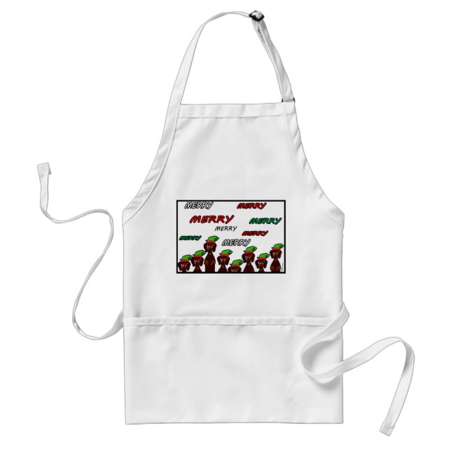 Many Merry Dachshunds Christmas Apron (Front)