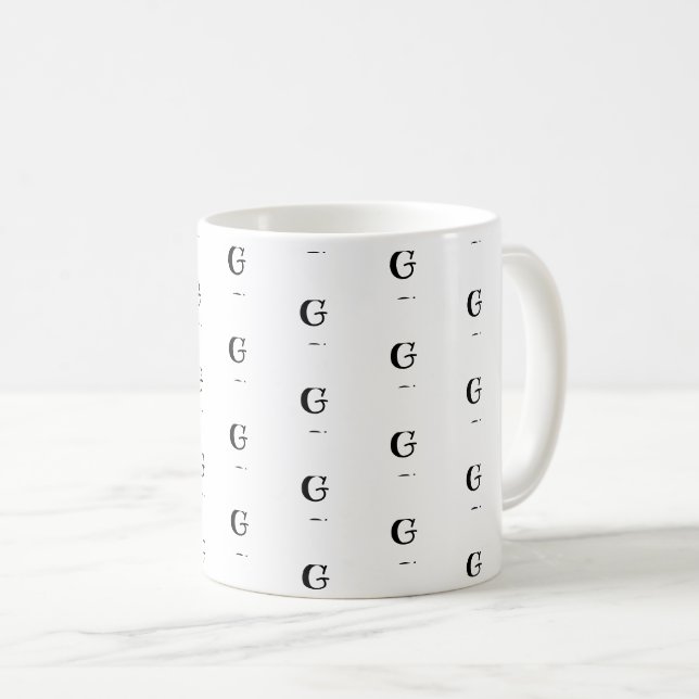 Many Monograms Custom Bold Letter Pattern Coffee Mug (Front Right)