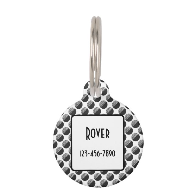 Many Moons Black & White Pattern Custom Pet Tag (Front)