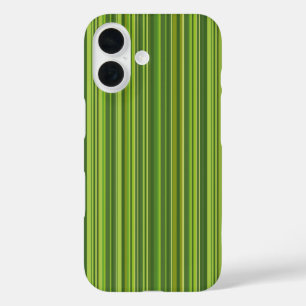 Many multi coloured stripes in green iPhone 16 case