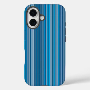 Many multi coloured stripes in the blue iPhone 16 case