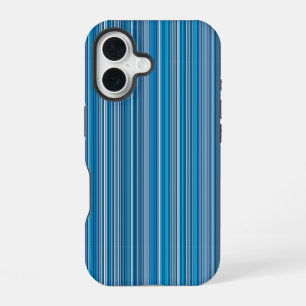 Many multi coloured stripes in the blue iPhone 16 case