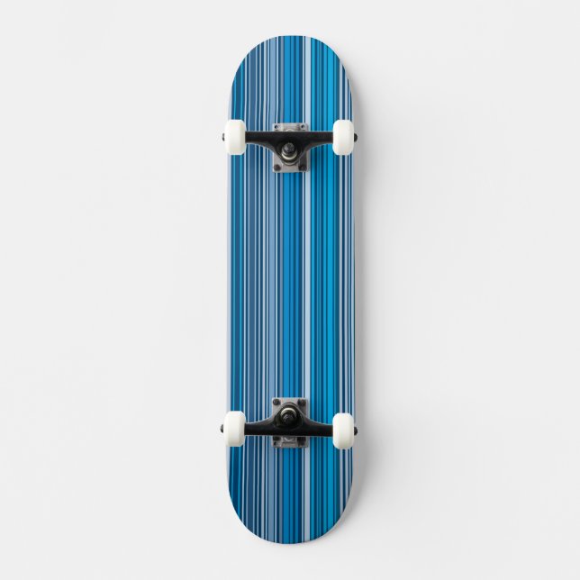 Many multi coloured stripes in the blue... skateboard (Front)