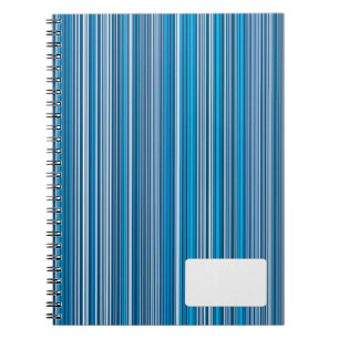 Many multi coloured stripes in the blue... spiral notebook