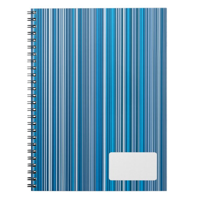 Many multi coloured stripes in the blue... spiral notebook (Front)