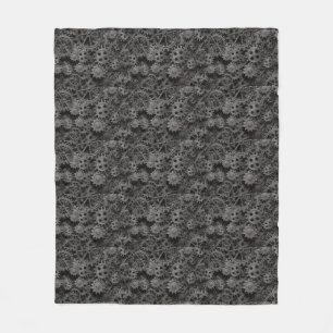 Many old rusty metal gears or machine parts fleece blanket