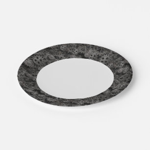 Many old rusty metal gears or machine parts paper plate