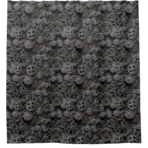 Many old rusty metal gears or machine parts shower curtain