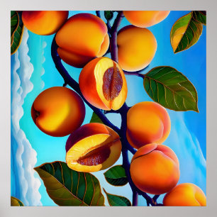 Many only apricot fruit painting poster