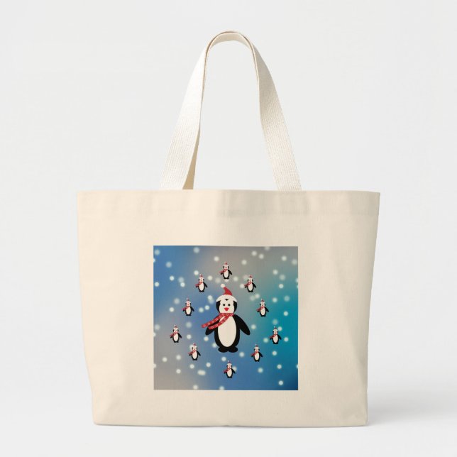 Many Penguins Large Tote Bag (Front)