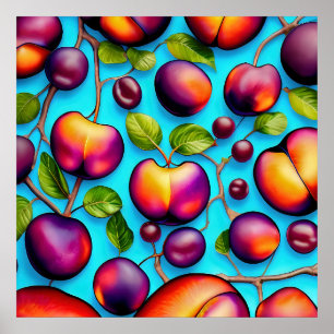 many plum fruit paintings poster