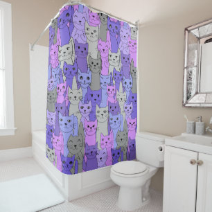 Many Purple Cats Design Shower Curtain