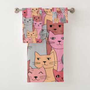 Many Red Cats Design Bath Towel Set