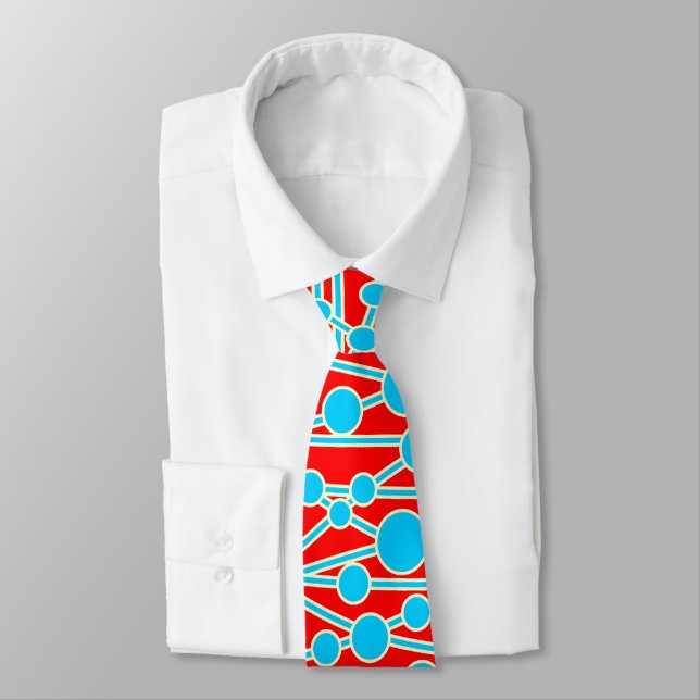 Many Roads II Blue with Cream on Red Tie (Tied)
