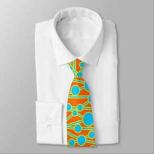 Many Roads II Blue with Yellow on Orange Tie