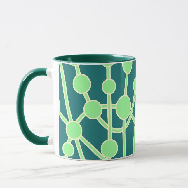 Many Roads II Mint Green with White on Green Mug (Left)