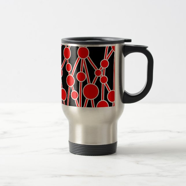 Many Roads II Red with White on Black Travel Mug (Right)