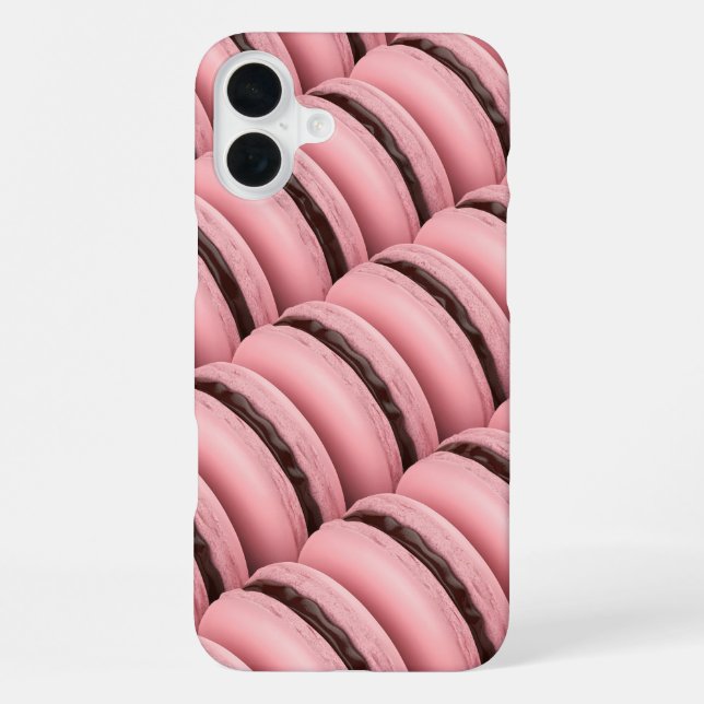 Many rows with pink french macarons iPhone case (Back)