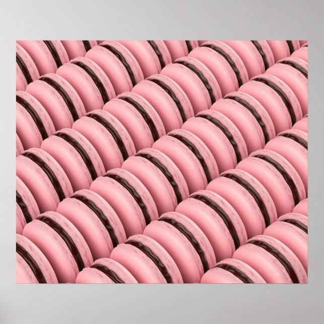 Many rows with pink french macarons poster (Front)