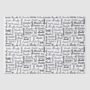 Many Thanks Black Text On White Tissue Paper