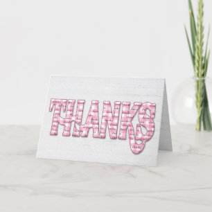 Many Thanks On Pink Gingham Thank You Card