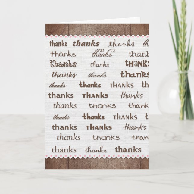 many thanks on wood border thank you card (Front)