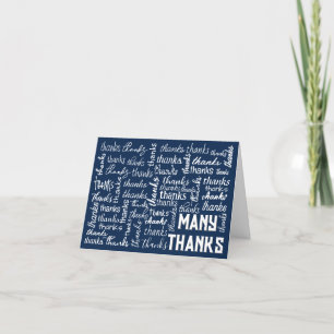 Many THANKS Word Cloud On Blue Thank You Card
