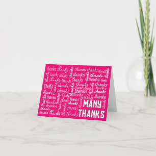 Many THANKS Word Cloud On Pink Thank You Card