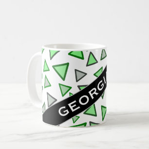 Many Triangles Coloured Various Shades of Green Coffee Mug
