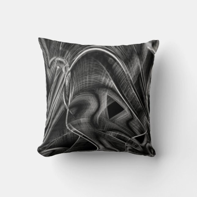 Many twisted with grey grooves on black background cushion (Front)