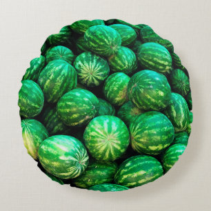 Many watermelons on the market background round cushion