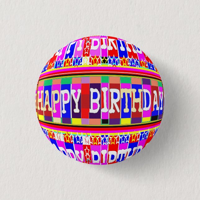 MANY ways to say HAPPY Birthday 3 Cm Round Badge (Front)