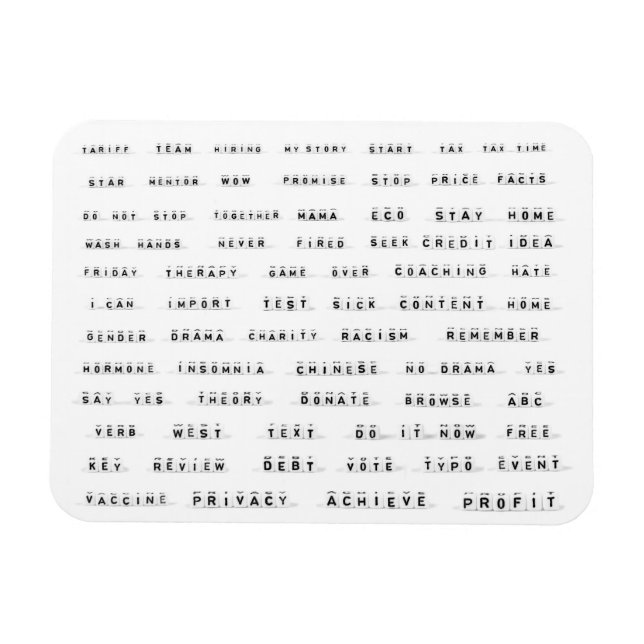 Many words on cubes magnet (Horizontal)